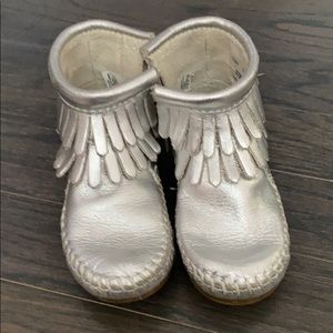 Silver Minnetonka boots